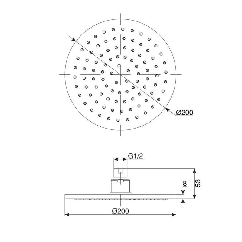 Load image into Gallery viewer, Brass Shower Head - 200mm - High Flow 9L/min