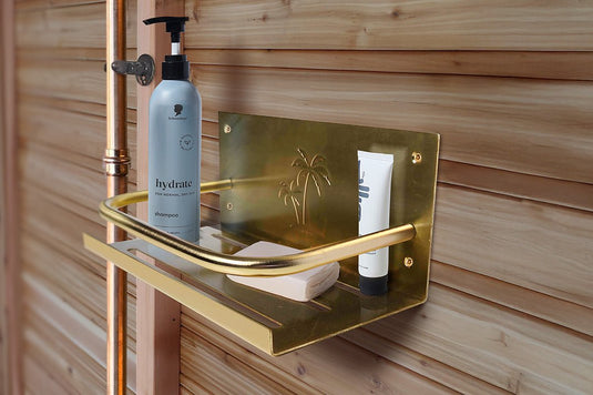Outdoor Palm Shower Shelf Copper or Brass